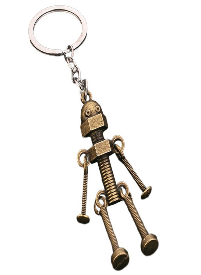 YZYDF Vintage Mechanical Screw Robot Keychain Creative Movable Joint Robot Car Key Holder for Men Backpack Bags Wallet Pendant - Image 5